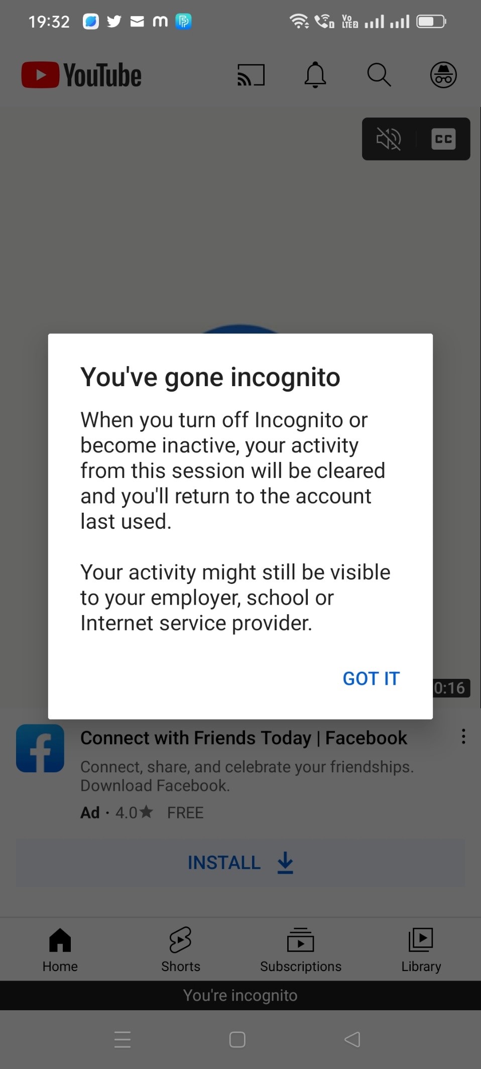 YouTube Incognito
